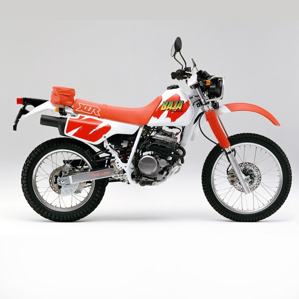 Motorcycle Decals Honda Baja XRL 1990 side cover tank Reproduction Set Installation Sample