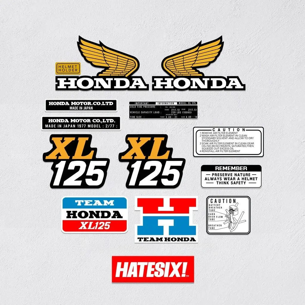 Motorcycle Decals Honda XL 125 Side Tank Reproduction set