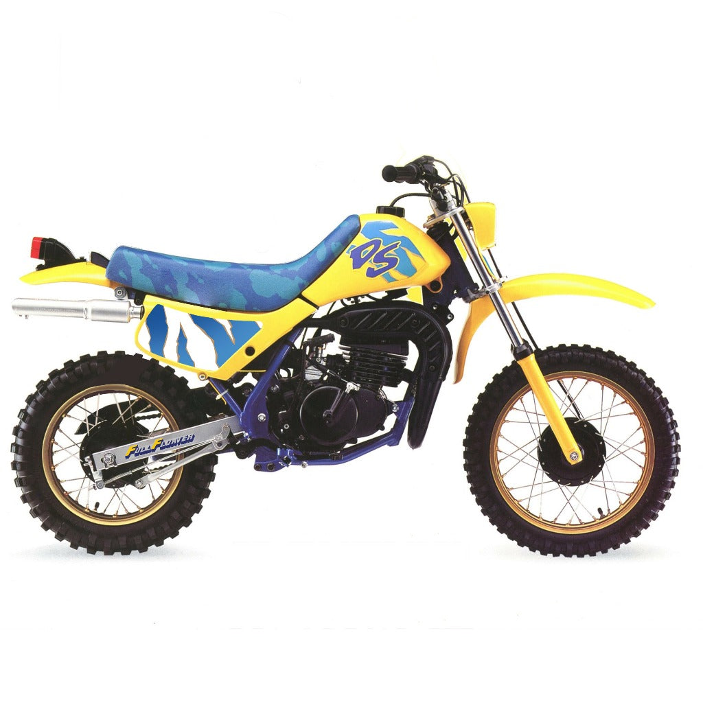 Sticker decal Suzuki dirt bike graphics DS 80 1992 Side Cover Tank Sample Application – vintage_bike_store