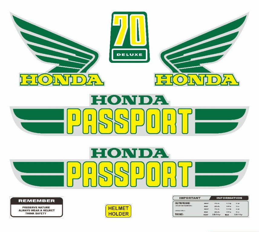 Sticker Decal Honda Passport C70 Green side cover tank vintage_bike_store