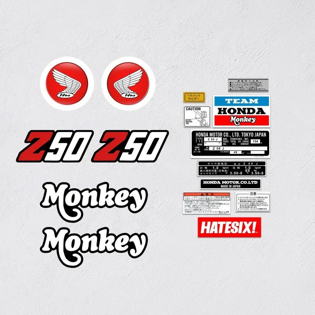 Sticker Decal Monkey Z50 Red side fuel cover tank (Free shipping) vintage_bike_store