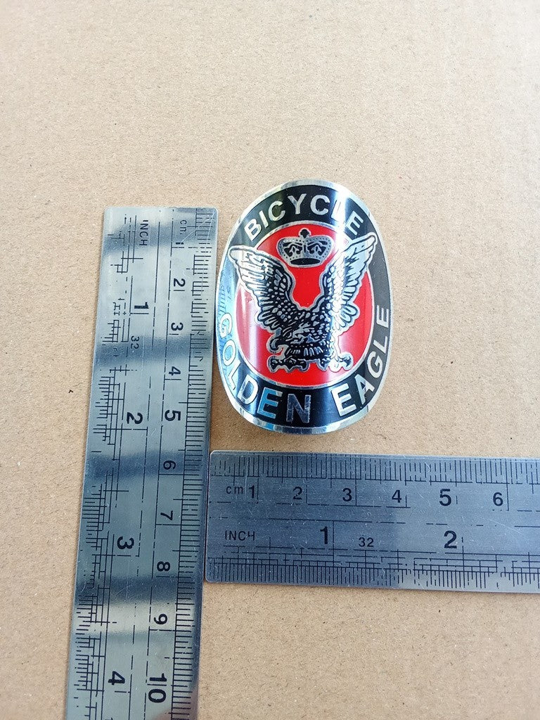 GOLDEN EAGLE Black Red Emblem Head Badge For Vintage Bicycle vintage_bike_store