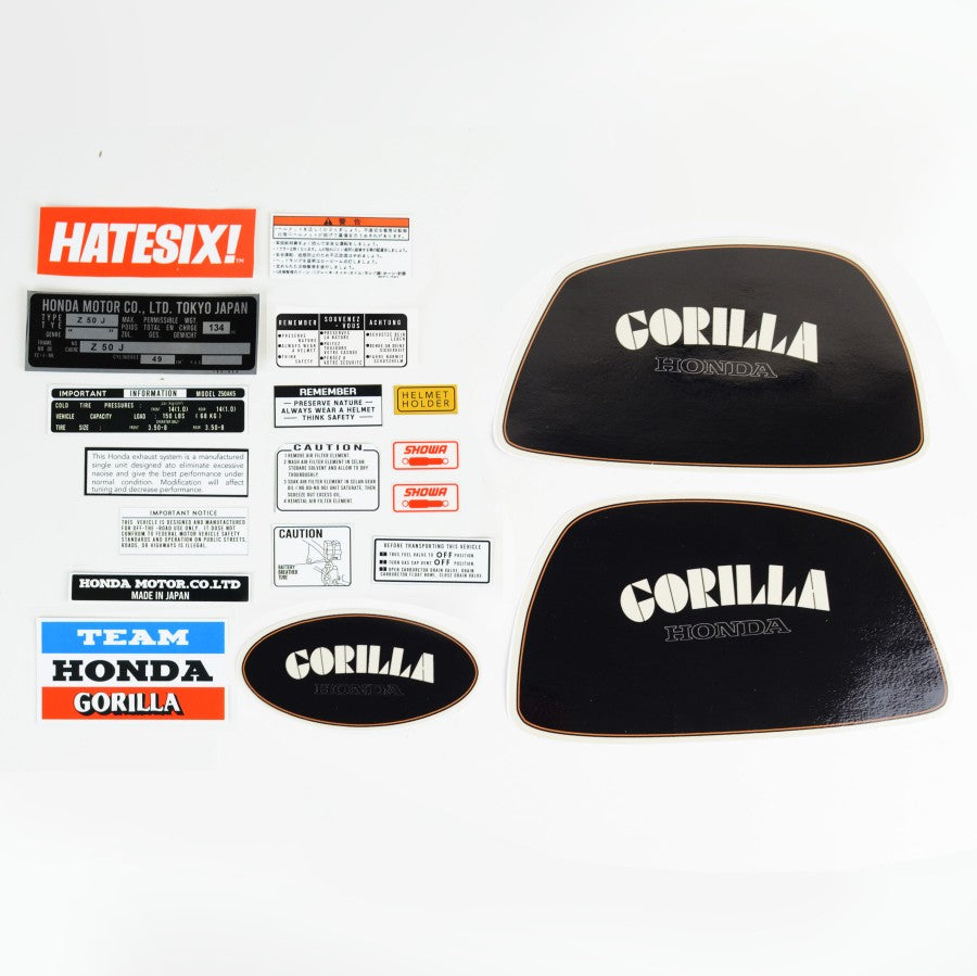 Sticker Decal Honda Gorilla Z50 Black side cover tank vintage_bike_store
