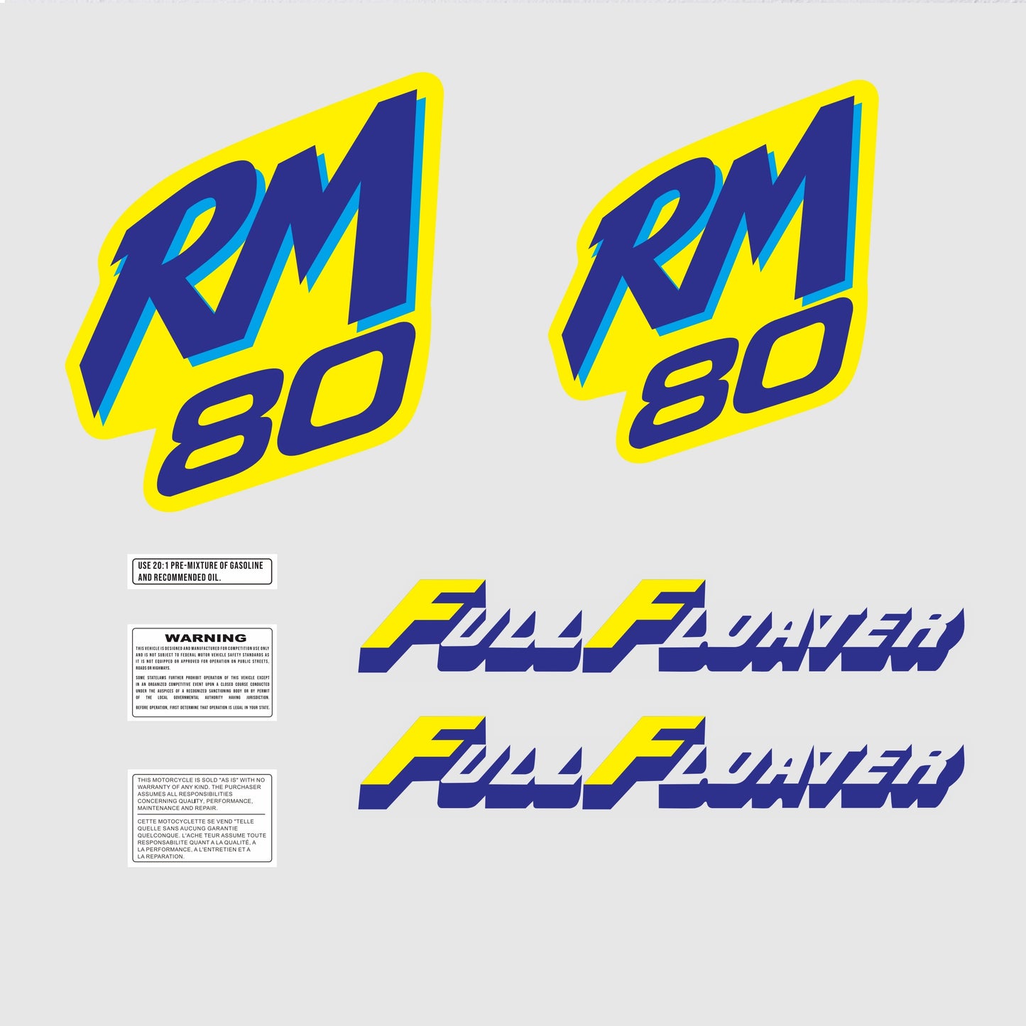 Sticker Decal RM 80 RM80 1989 side cover fuel tank (Free shipping) vintage_bike_store