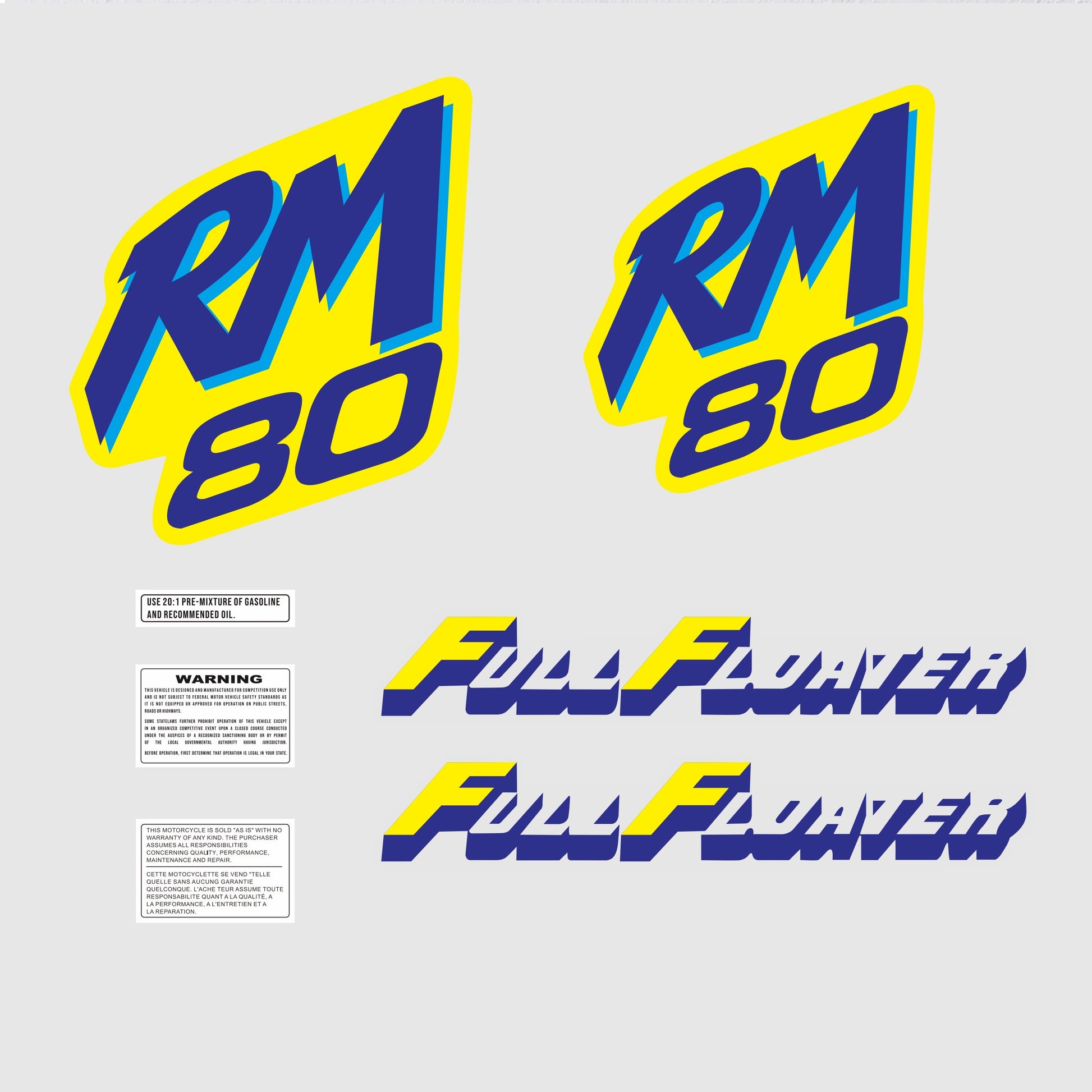 Sticker Decal RM 80 RM80 1989 side cover fuel tank (Free shipping) vintage_bike_store