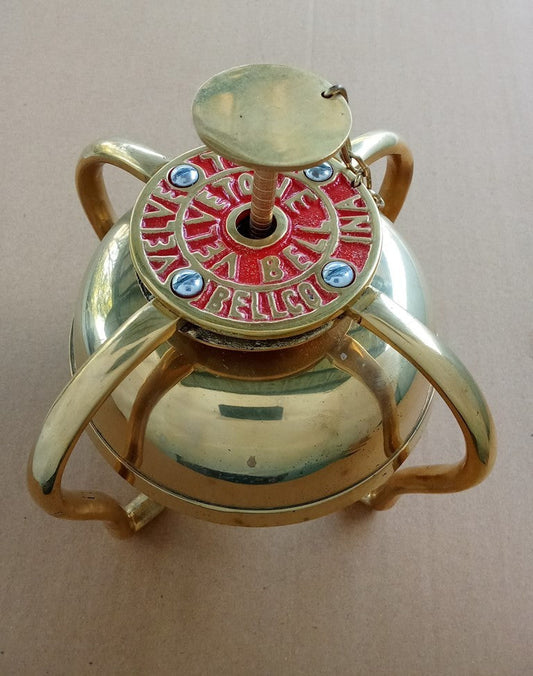 Brass buggy bell with sweet chime tones for vintage horse carriage restoration