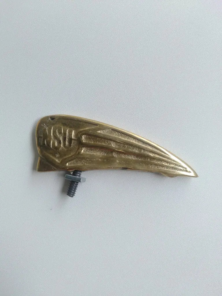 Handmade NSU brass logo front mudguard emblem badge for vintage bicycle and motorcycle restoration