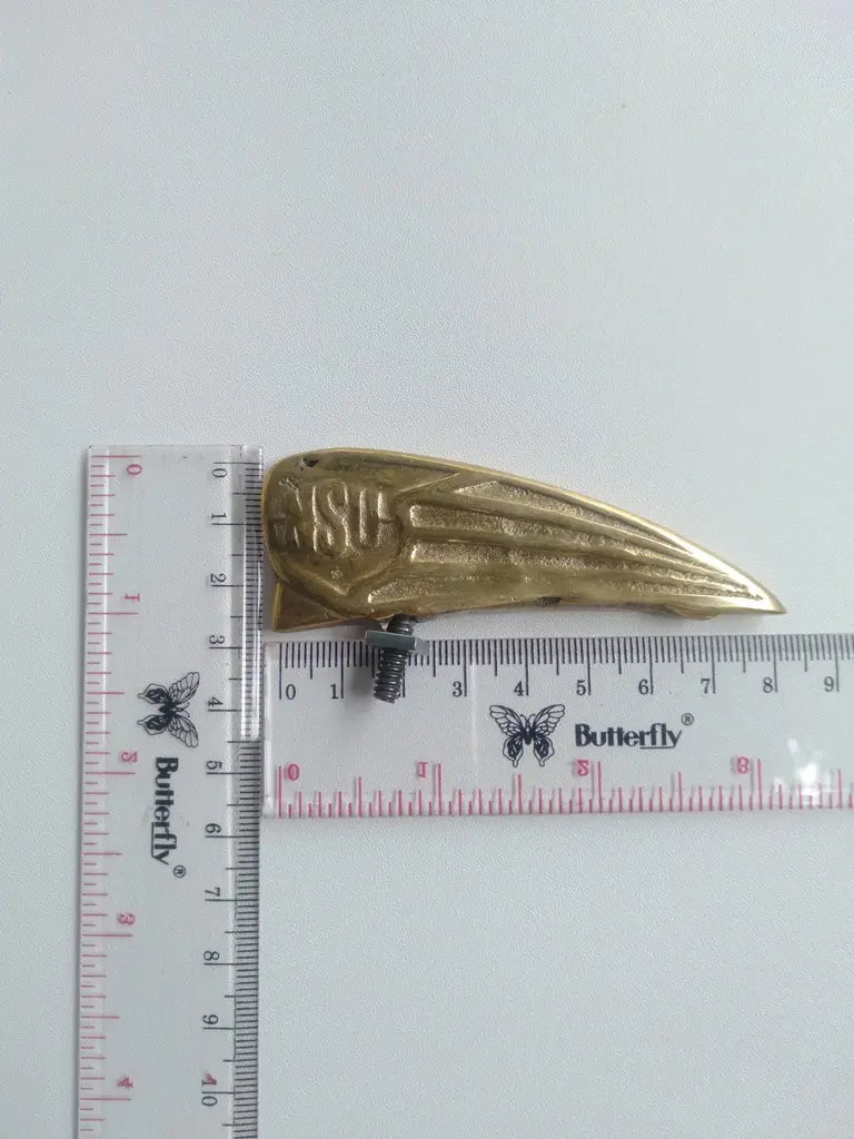 Handmade NSU brass logo front mudguard emblem badge for vintage bicycle dimension
