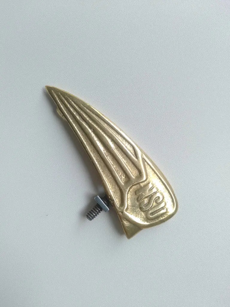 Handmade NSU brass logo front mudguard emblem badge for vintage bicycle view left