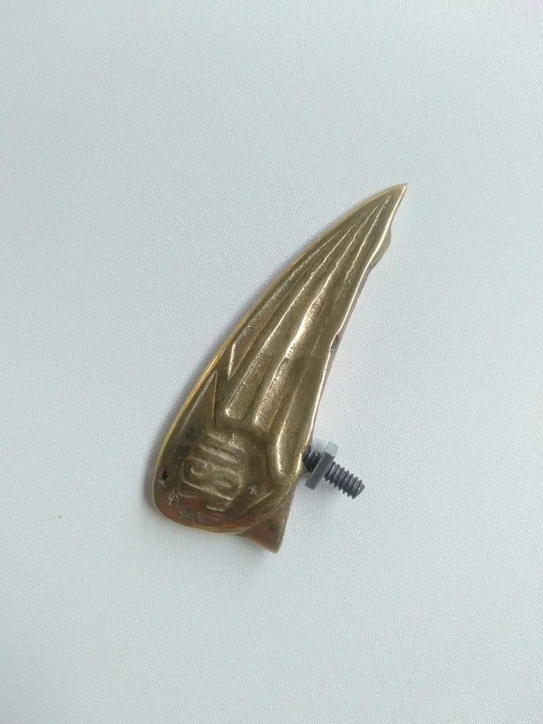 Handmade NSU brass logo front mudguard emblem badge for vintage bicycle view right