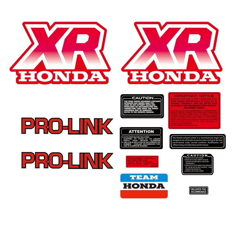 Honda XR200 1987 reproduction motorcycle vinyl decals for fuel tank and side covers