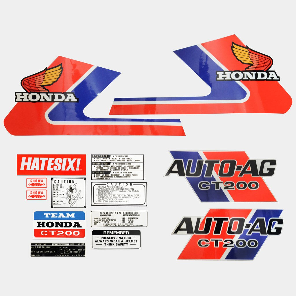 Sticker Decal CT200 Auto AG 1985 Blue Red strip side cover tank (Free shipping) vintage_bike_store