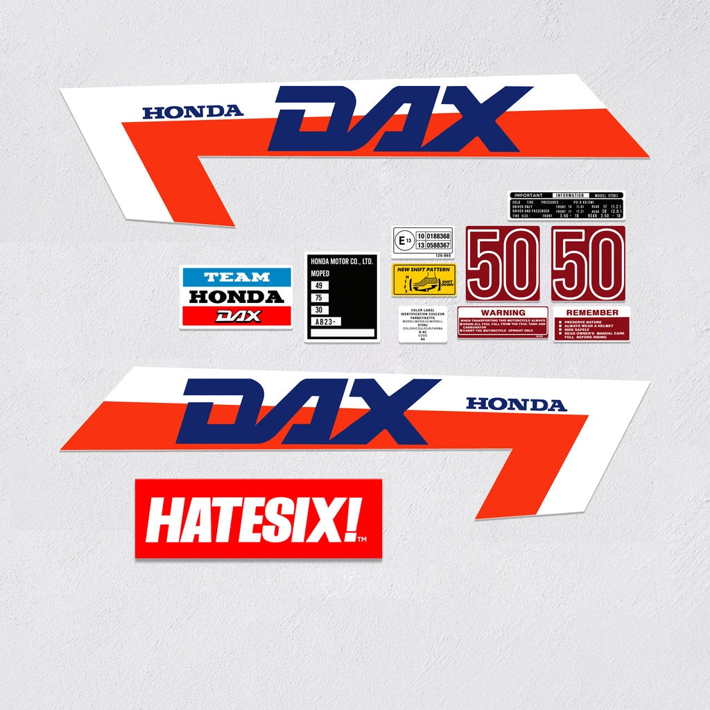 Sticker decal Honda dirt bike graphics ST50J Dax Side Cover Tank – vintage_bike_store
