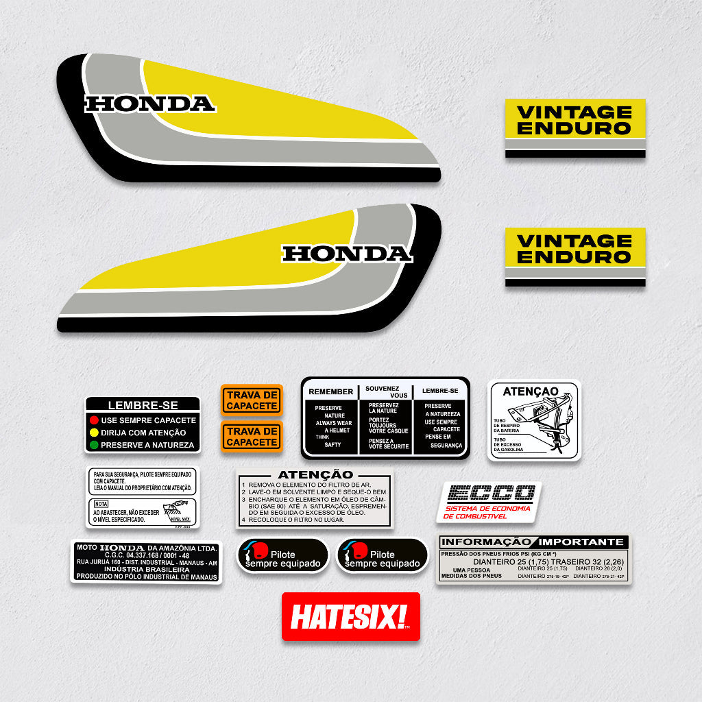 Sticker Decal Vintage Enduro Yellow side cover tank (Free shipping) vintage_bike_store