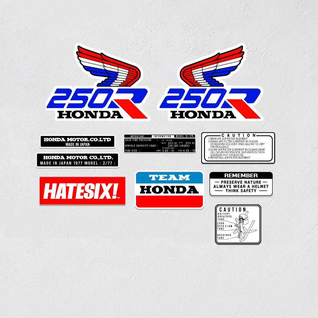 Sticker decal Honda dirt bike graphics XL250R XL 250R 1987 Side Cover Tank – vintage_bike_store