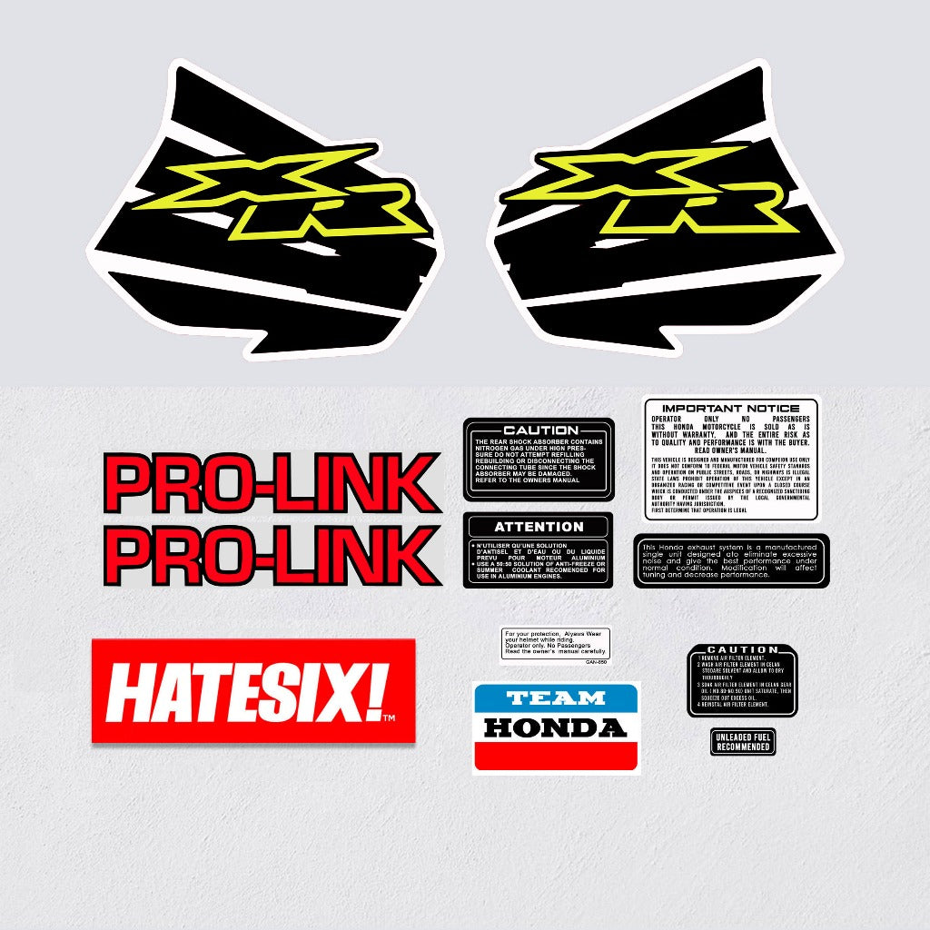 Sticker decal Honda dirt bike graphics XR 200R WHITE Side Cover Tank Sample Application – vintage_bike_store