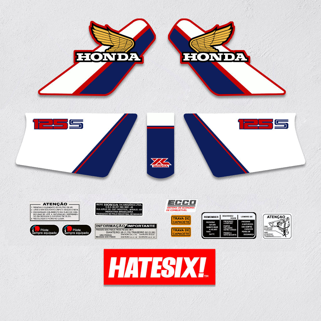 Sticker Decal Xl125s XL 125s 1985 White Blue list red side cover tank (Free shipping) vintage_bike_store