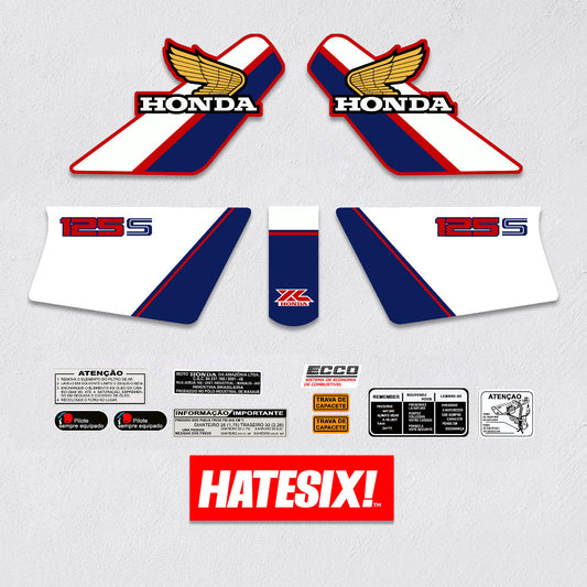 Sticker Decal Xl125s XL 125s 1985 White Blue list red side cover tank (Free shipping) vintage_bike_store