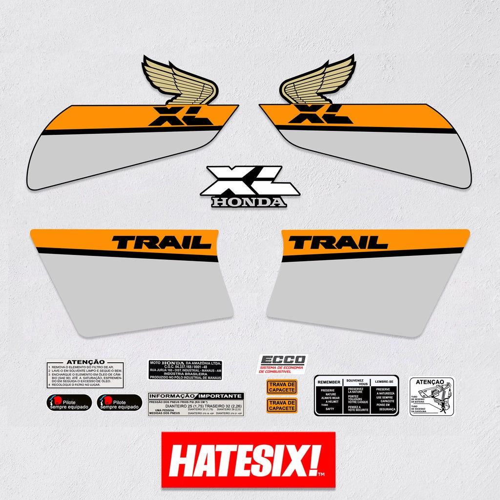 Sticker Decal Xl 185 xl 125 1988 Yellow Brasil Version side cover tank (Free shipping) vintage_bike_store