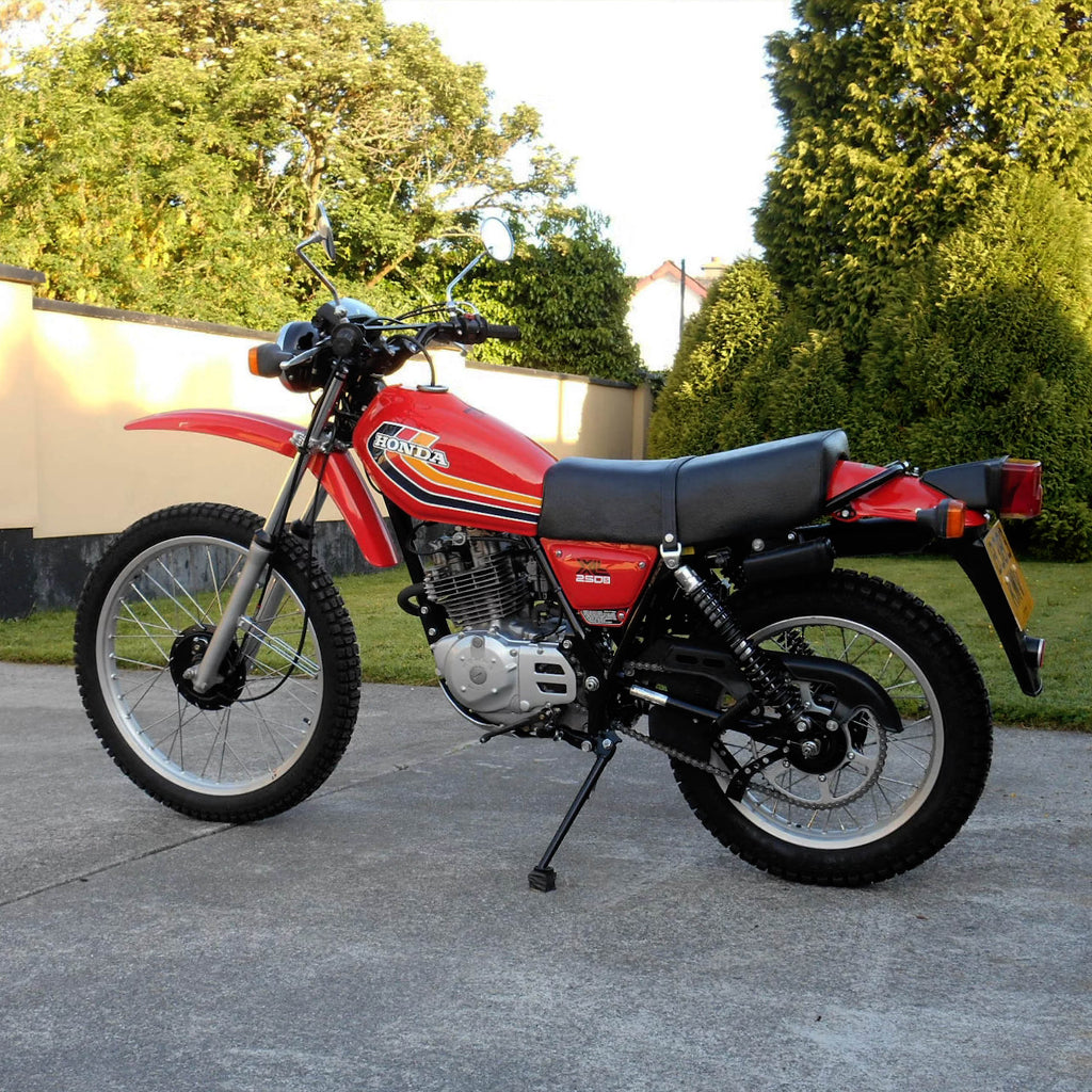 Sticker decal Honda dirt bike graphics Xl250s XL 250s 1979 Red Blue Side Cover Tank  – Rear View vintage_bike_store
