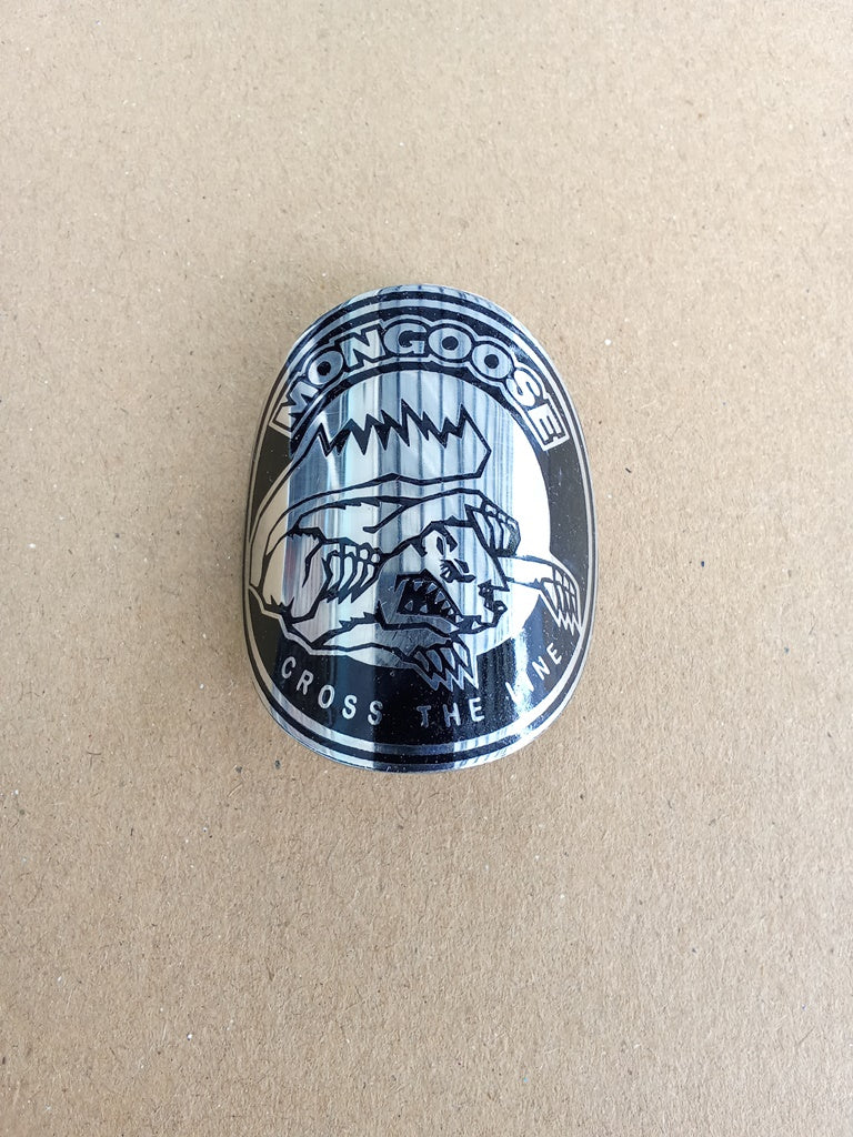 MONGOOSE Cross The Line head tube emblem badge bicycle vintage_bike_store