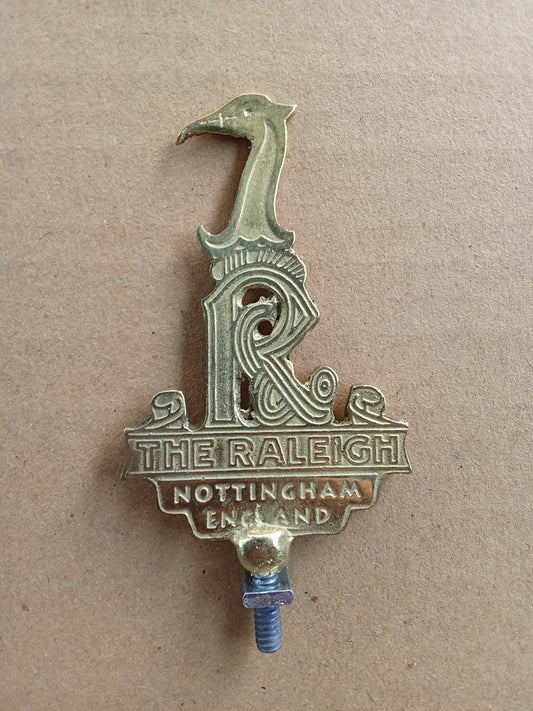 Raleigh Brass Motorcycle Front Fender Badge Emblem vintage_bike_store
