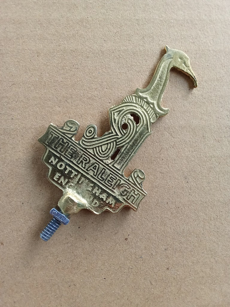Raleigh Brass Motorcycle Front Fender Badge Emblem vintage_bike_store