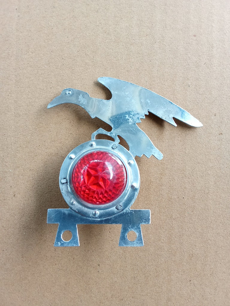 Silver bird RED Reflector Bicycle Motorbike Front Mudguard Emblem Badge NOS vintage_bike_store