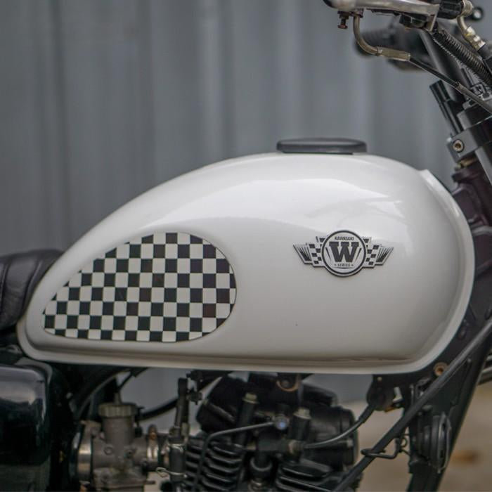 Kawasaki W Series metal emblem retro racing badge for W175 W250 W800 vintage motorcycle tank install white tank