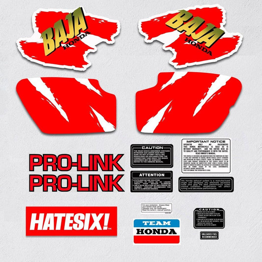 Motorcycle Decals Honda Baja XRL 1990 side cover tank Reproduction Set