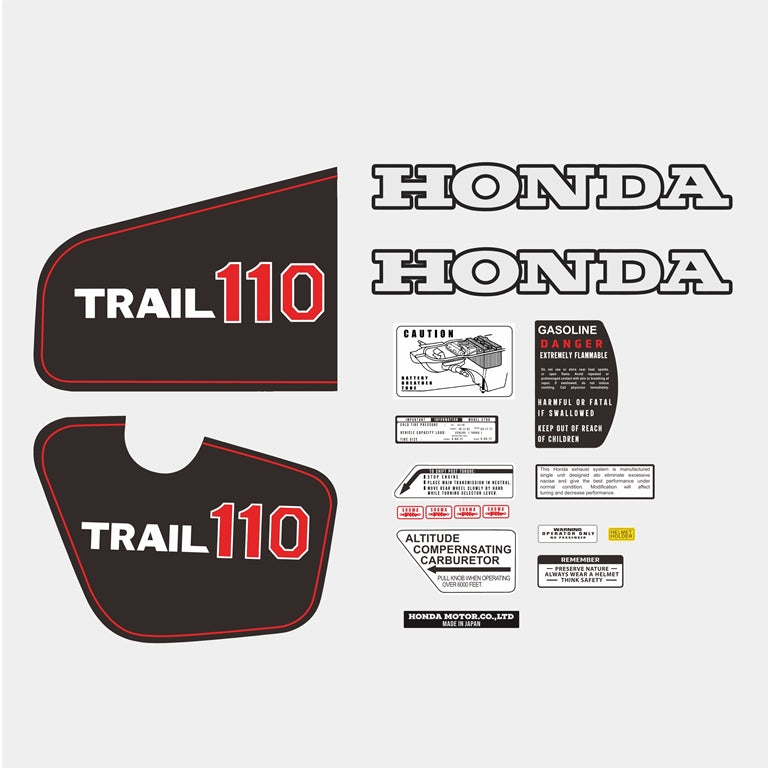 Honda Trail 110 decals on a white background