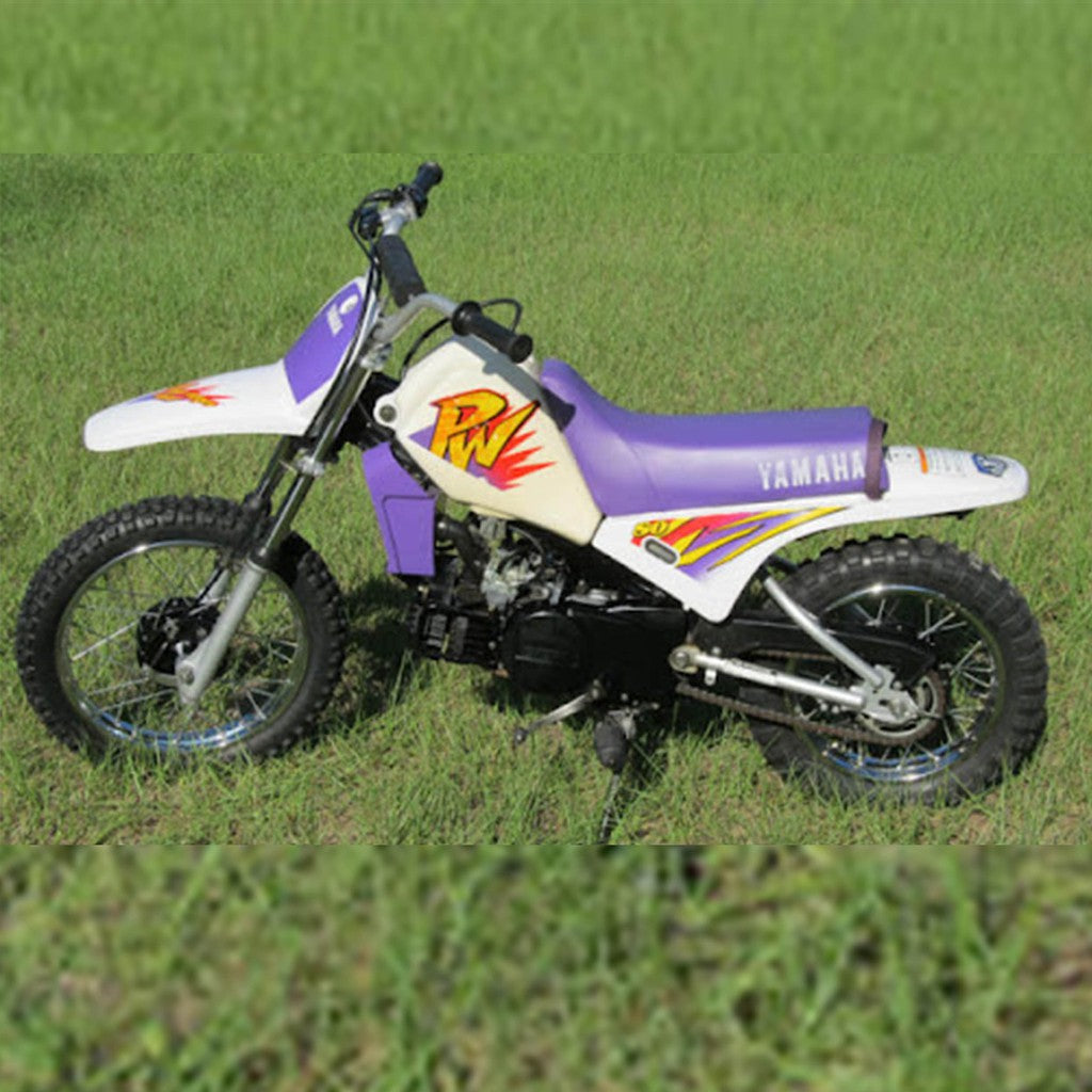 Motorcycle decals Yamaha PW 80 Purple Side Cover Tank Illustration
