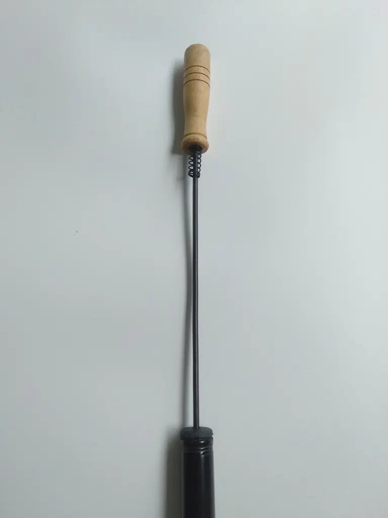 NOS vintage bicycle air pump with durable metal body and wood grip