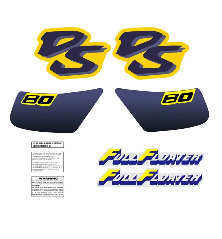Suzuki DS80 1990 motorcycle decals dirt bike graphics side cover tank reproduction sticker set