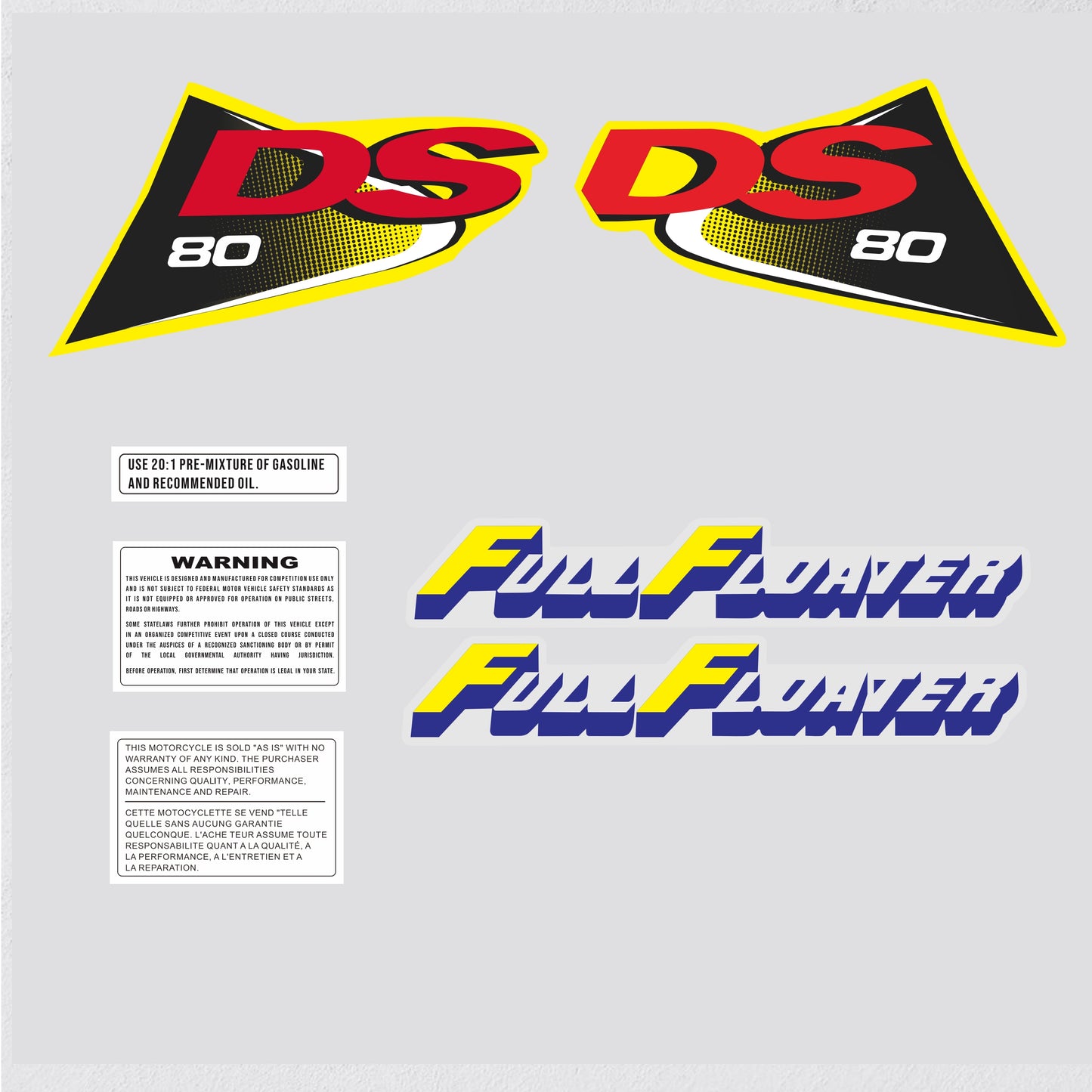 Sticker decal Suzuki dirt bike graphics DS 80 1999 Side Cover Tank Model A – vintage_bike_store