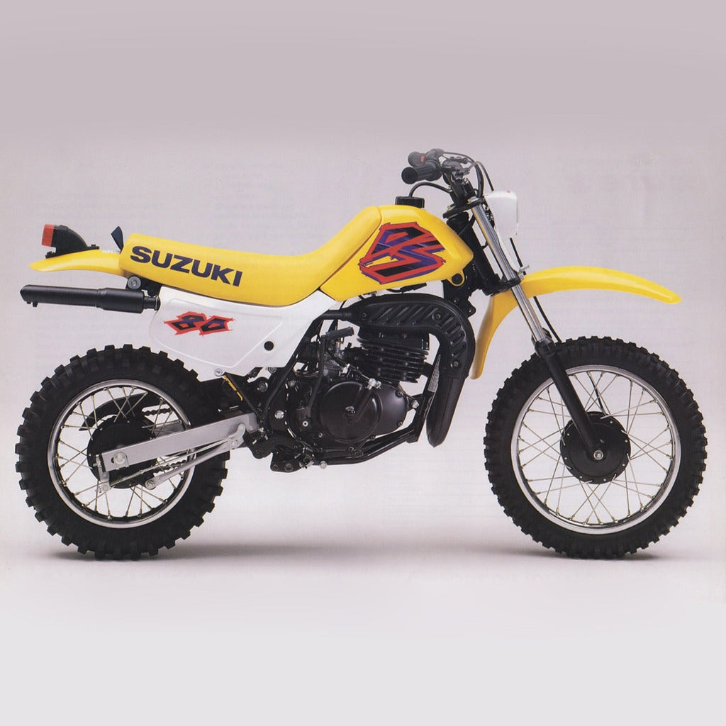 Sticker decal Suzuki dirt bike graphics DS 80 1994 Side Cover Tank Sample Application – vintage_bike_store