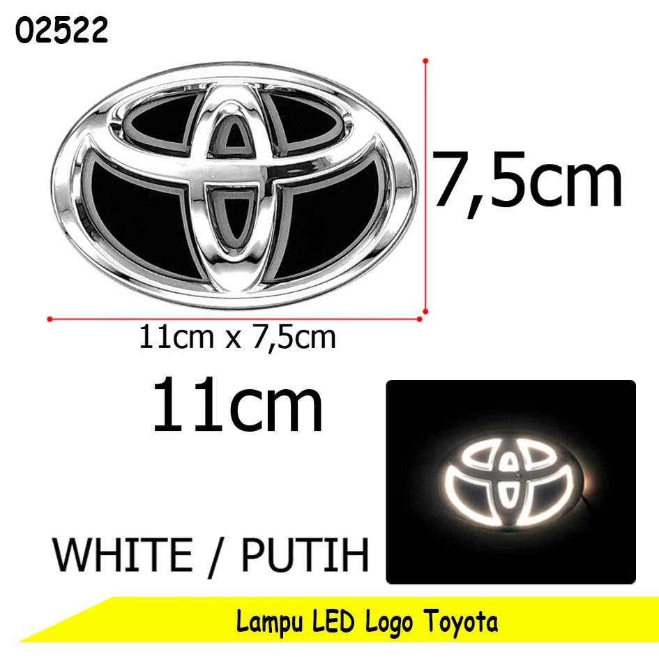 Toyota Emblem With LED Light Logo Badge 11cmx7.5cm