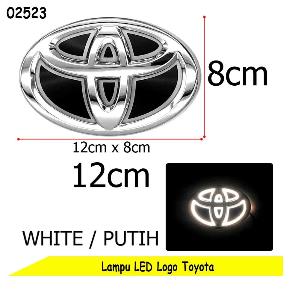 Toyota Emblem With LED Light Logo Badge 12cmx8cm