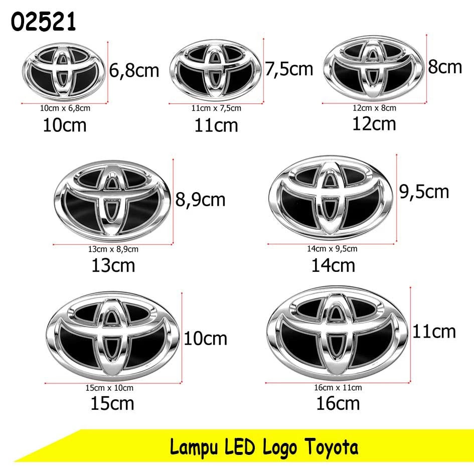 Rear Emblem Toyota Blue LED Light Logo Badge Various Size