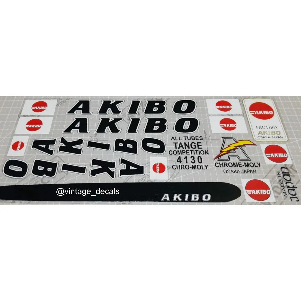 Akibo bicycle vintage vinyl decal sticker set printed with white base and color UV ink.
