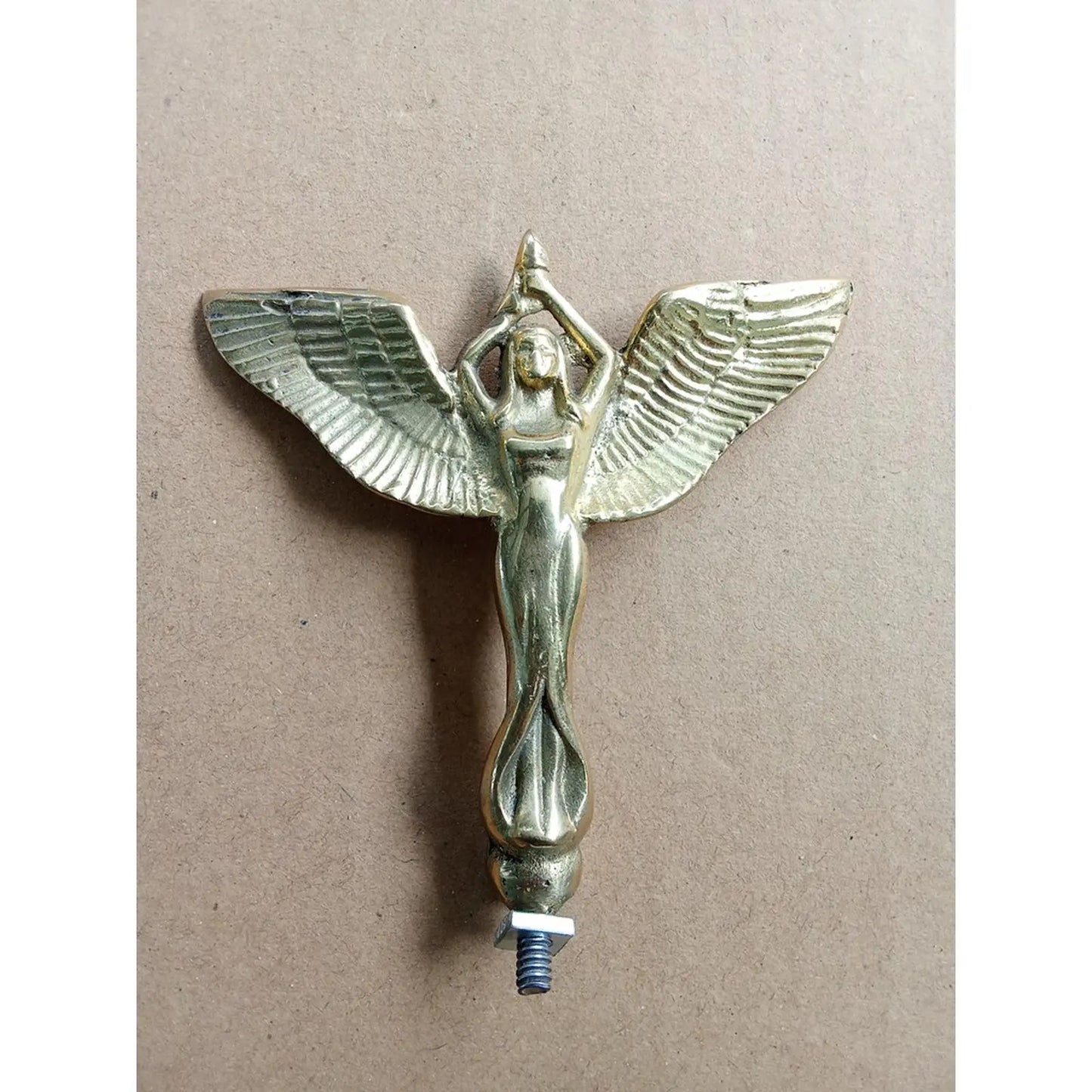 ANGEL holding torch brass front mudguard emblem badge for vintage bicycle