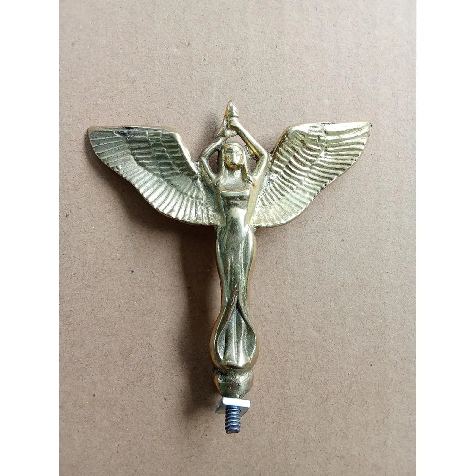 ANGEL holding torch brass front mudguard emblem badge for vintage bicycle