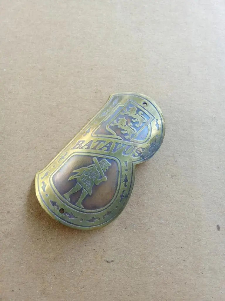 Batavus brass head tube bicycle emblem