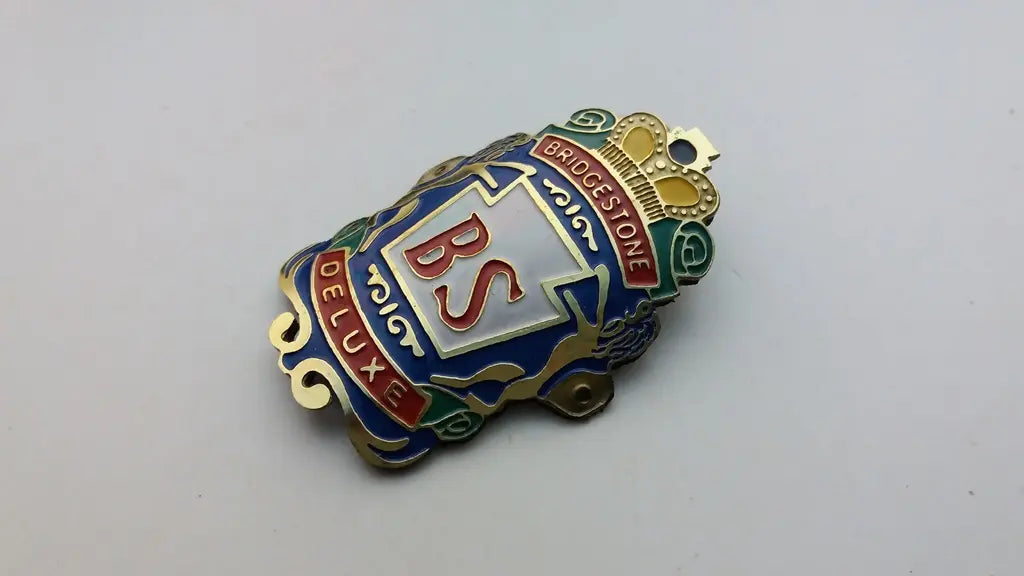 Bridgestone Deluxe etched stainless steel bicycle head badge