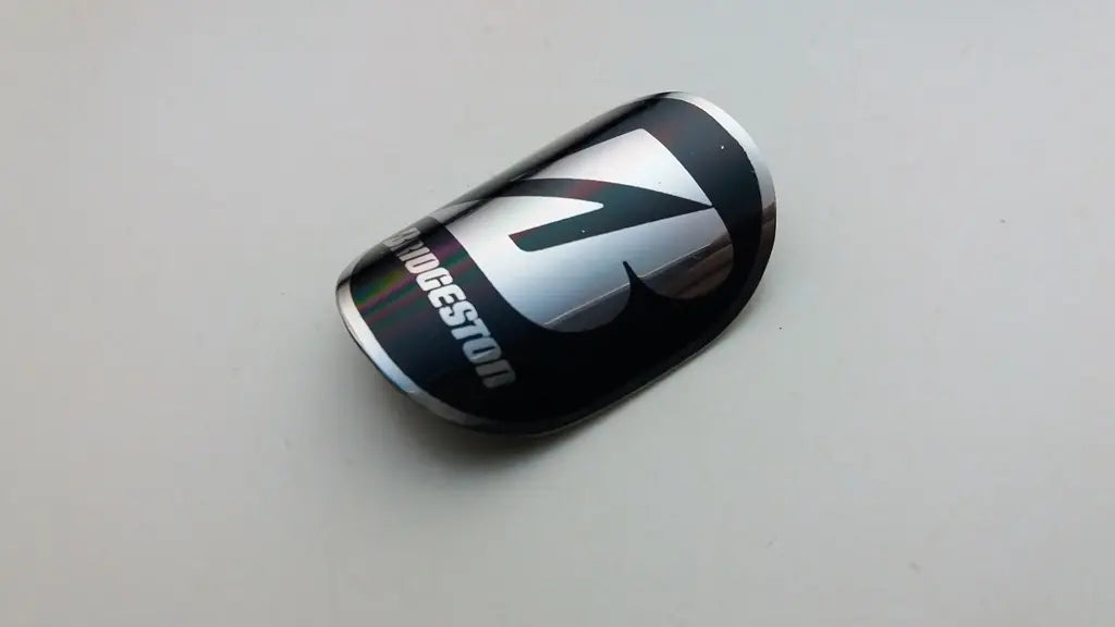 Bridgestone bicycle head badge silver and black stainless steel