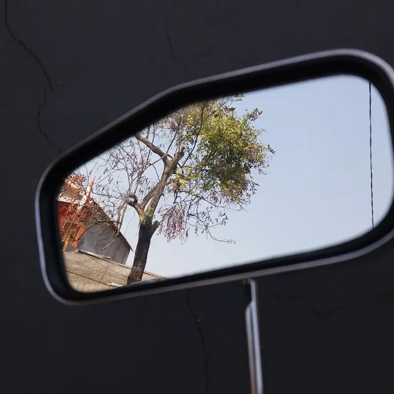 Rectangle bicycle mirrors with chrome metal clamps