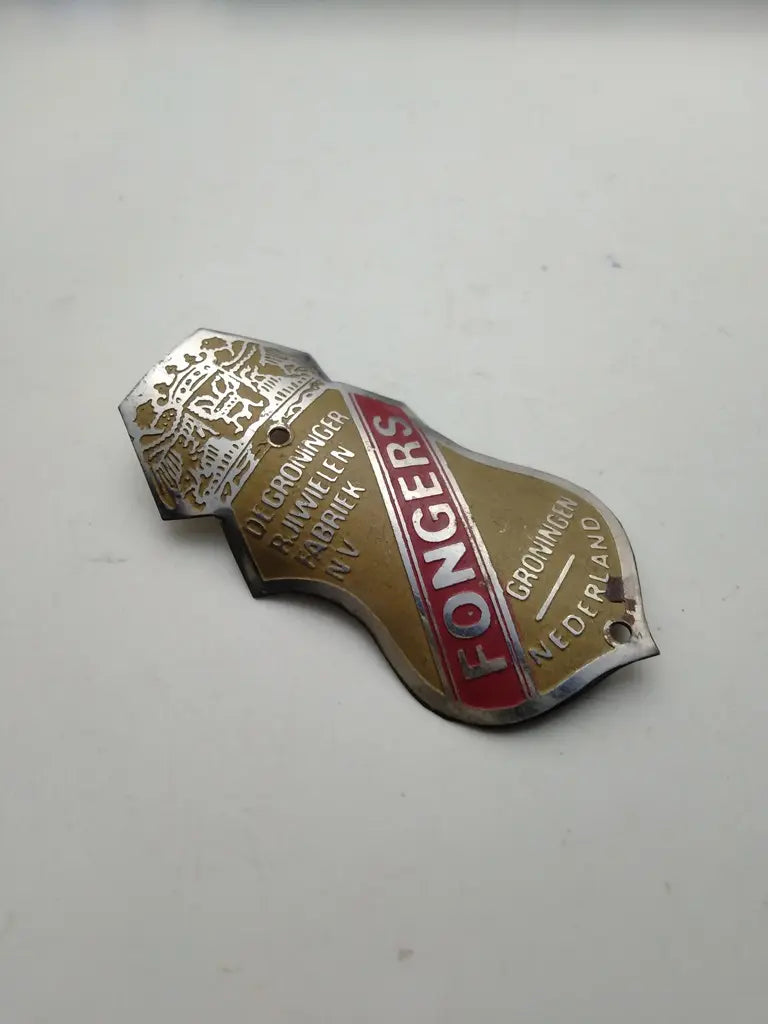Fongers bicycle head badge etched stainless steel emblem