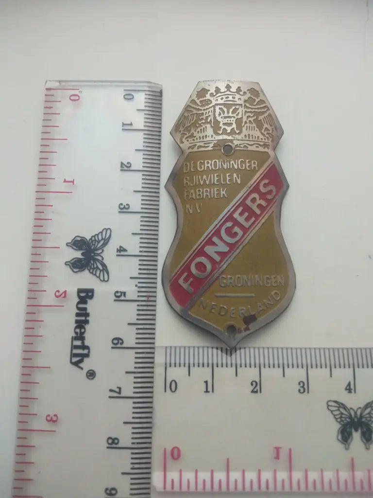 Fongers stainless steel vintage bicycle badge