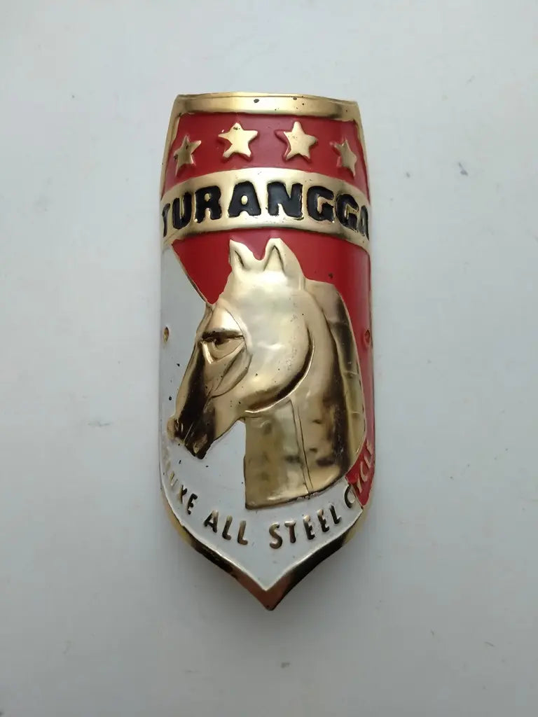 Golden Horse Turangga bicycle head badge NOS embossed aluminum emblem