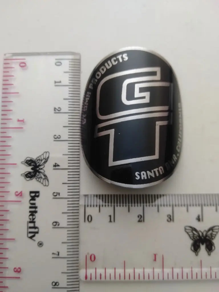 Handmade black GT bicycle head badge